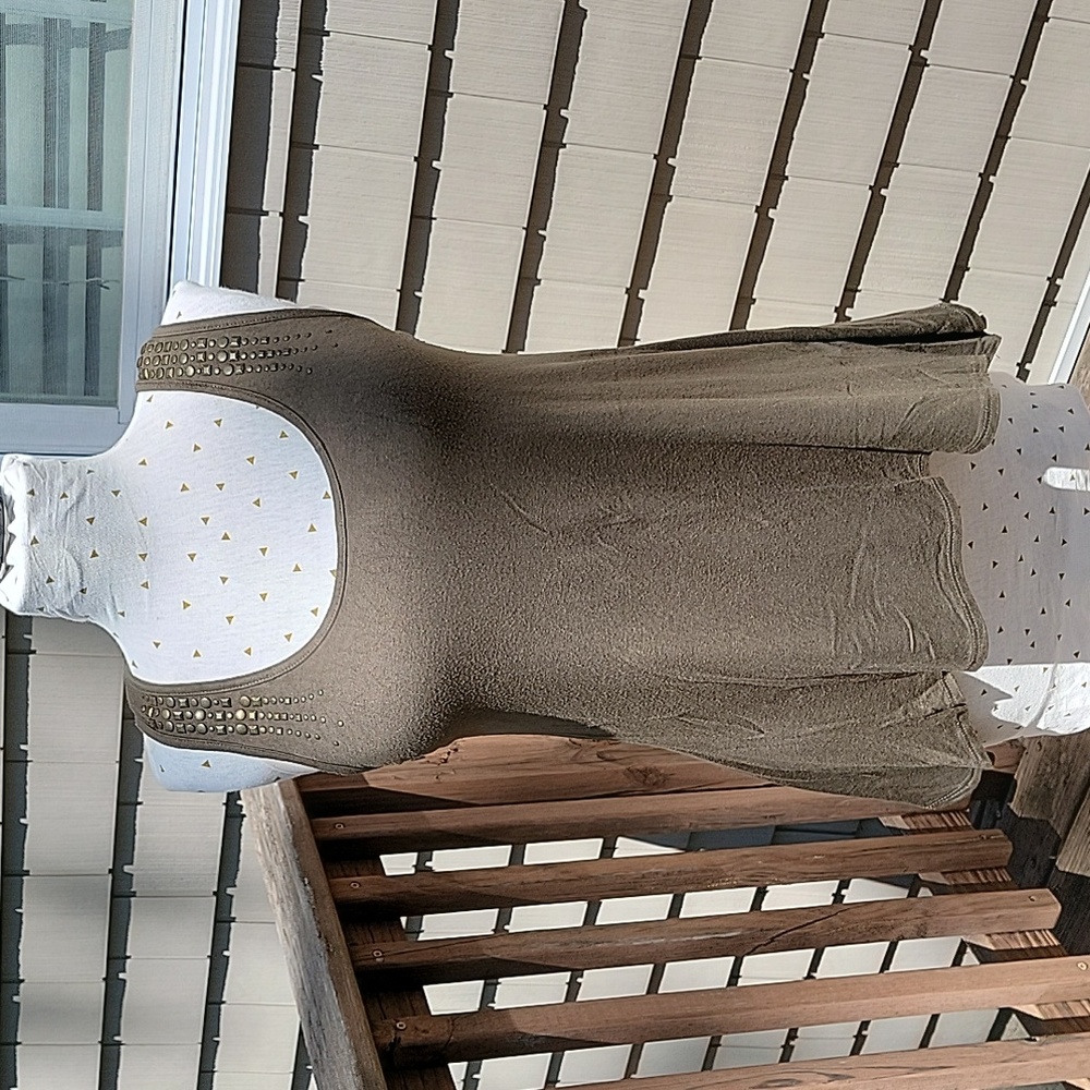 Army green embellished tank top